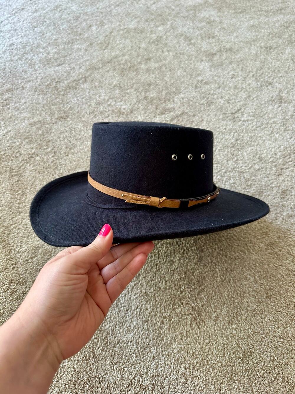 Western Express Vintage Black Felt Cowboy Hat Women’s Size S/M